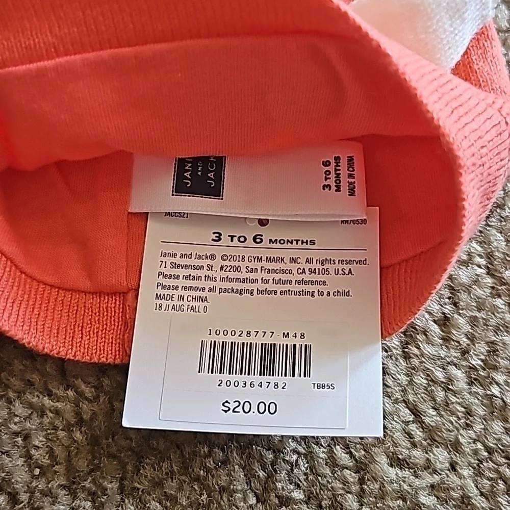 Janie and Jack Baby Girls Pink Bow Beanie Hat 3 6M